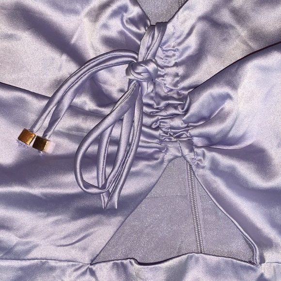 Purple Rouched Long Sleeve Mini Dress - Picture 4 of 6